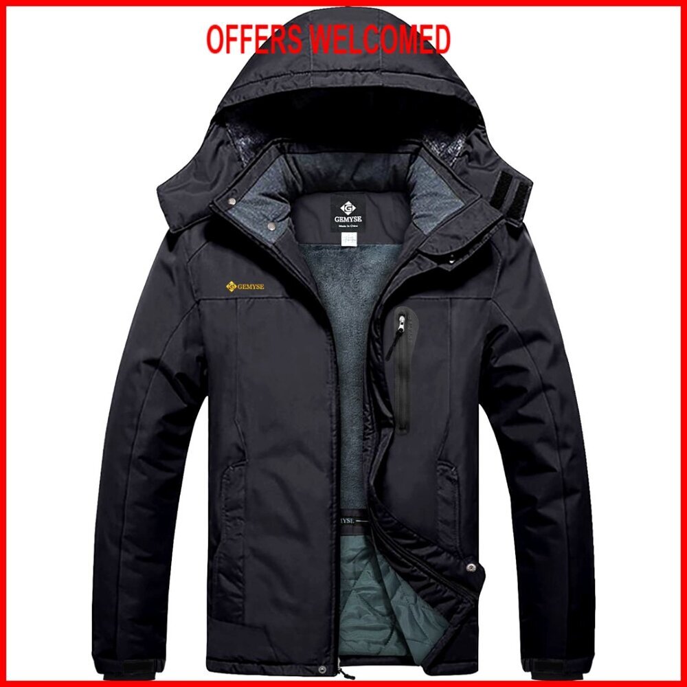 Men's Ski Snow Jacket Waterproof Windproof Hooded Winter Coat
